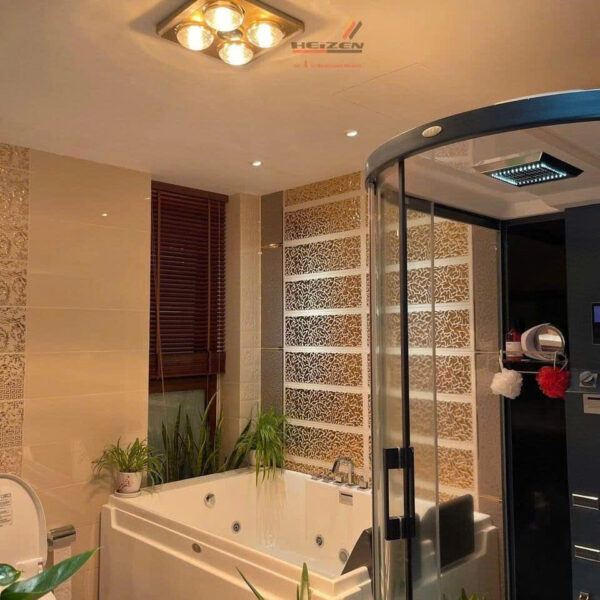 Đèn Sưởi Nhà Tắm Âm Trần Heizen HE-4BR – 4 Bóng Hồng Ngoại Hiệu Suất Cao